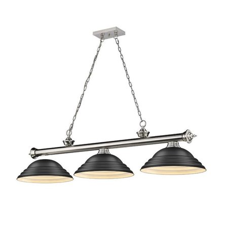 Z-LITE Cordon 3 Light Billiard, Brushed Nickel & Matte Black 2306-3BN-SMB